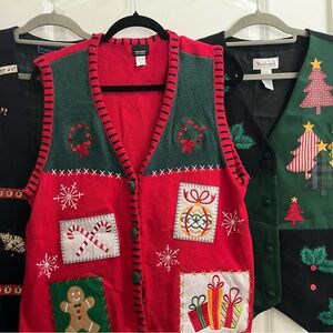Vintage Christmas Holiday Editions Red Knit Vest